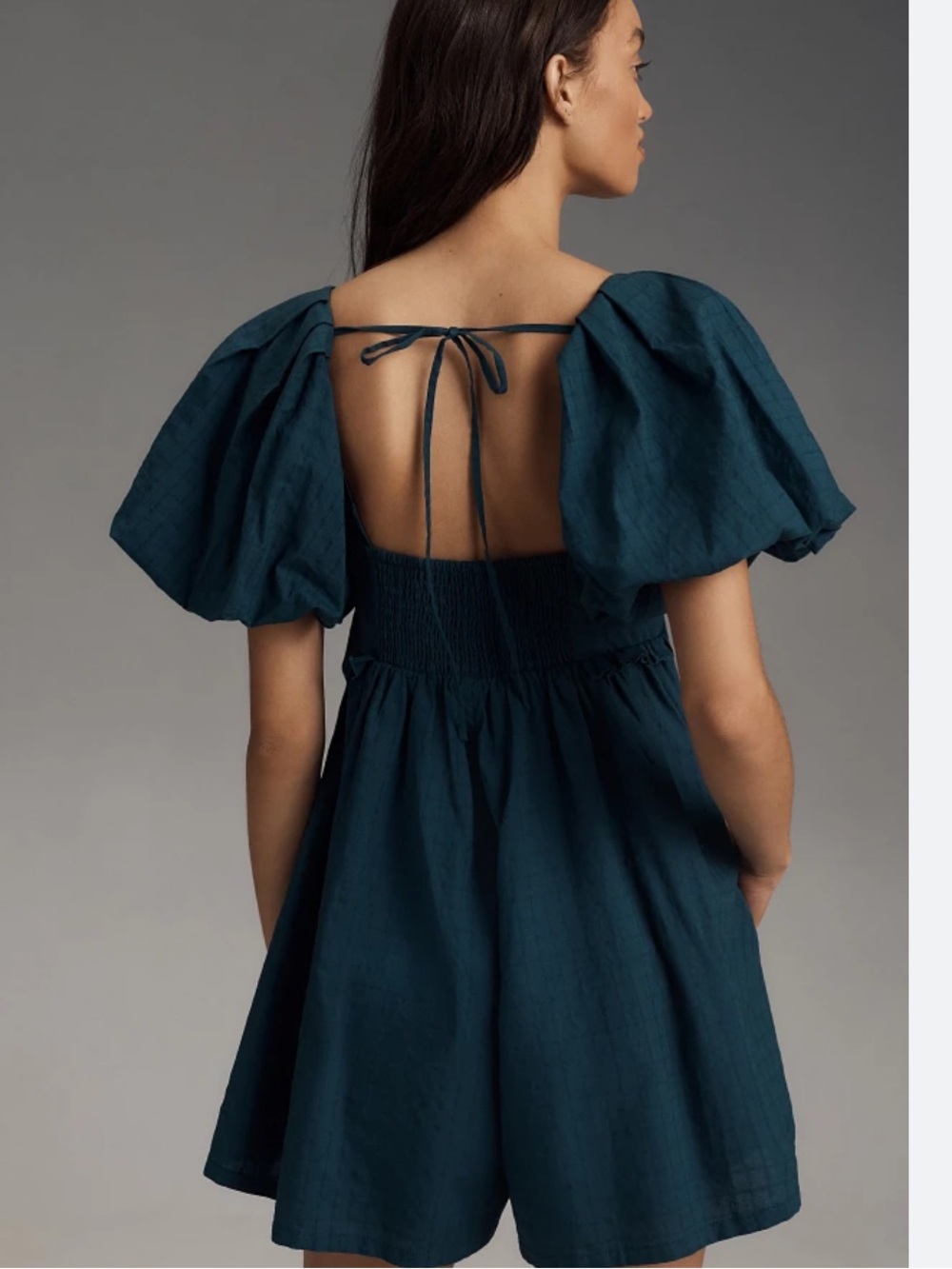 anthropologie pilcro Women's Teal Peasant romper with Ties L - Picture 9 of 9